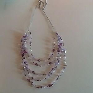 purple and silver layered necklace necklace